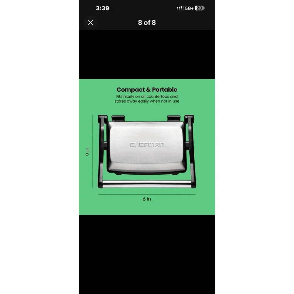 Electric Panini Press Grill and Gourmet Sandwich Maker w/ Non-Stick Coated Pl...